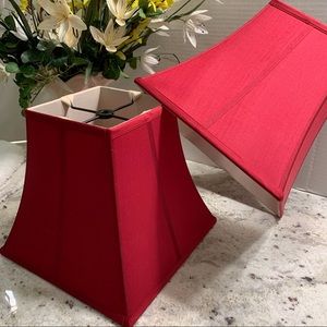 Beautiful lampshades in deep ruby red color.